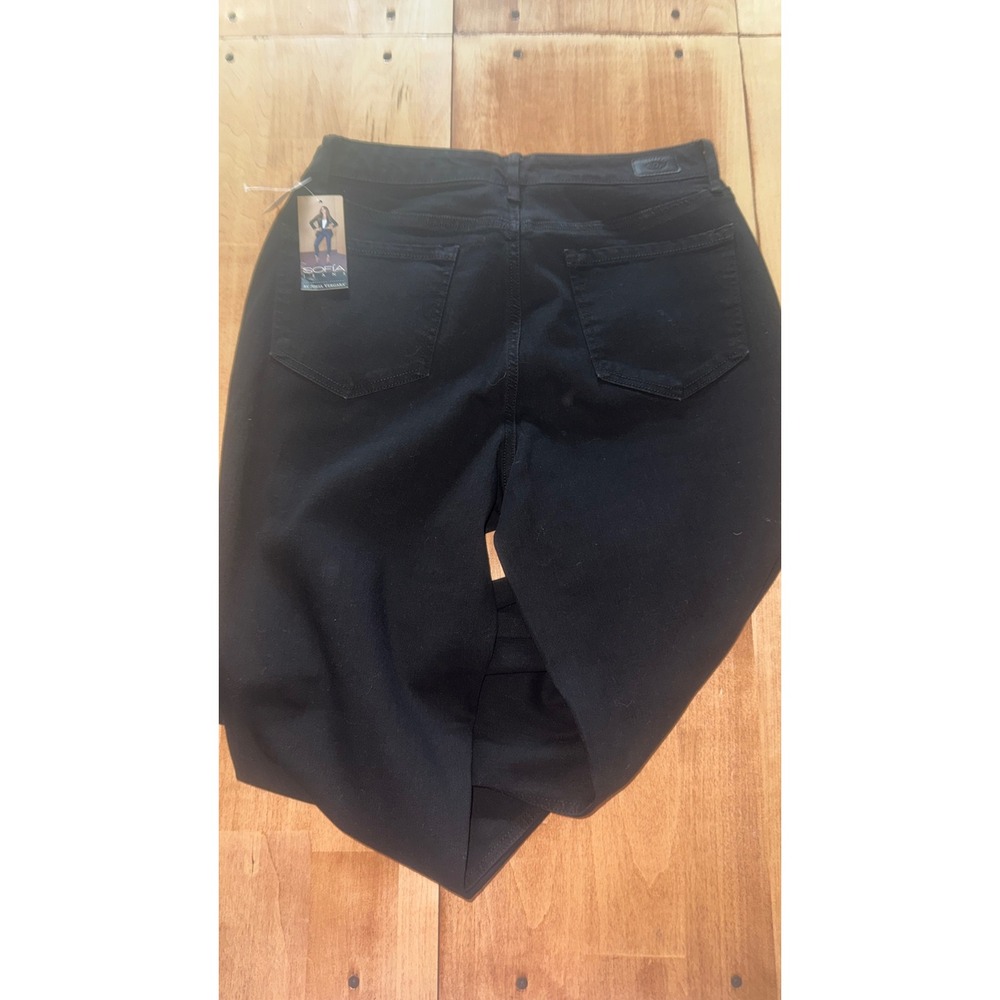 Sofia Jeans Adora Super Hi-Rise Curvy Girlfriend Black Distressed Hem Size 8 NWT - Picture 6 of 6